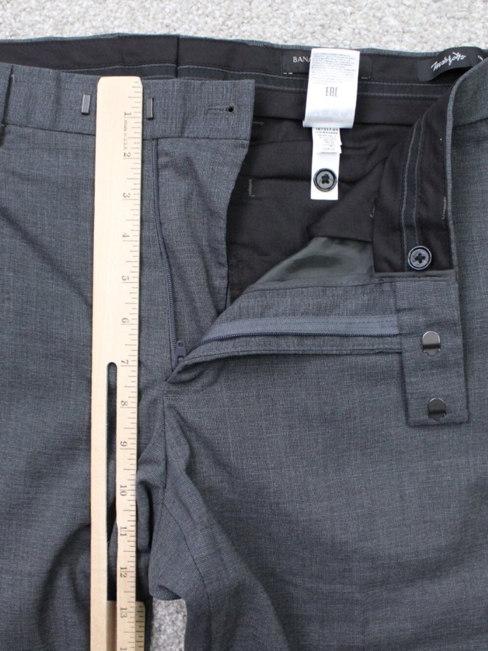 Banana Republic Pants Men 32x32 Charcoal Gray Marzotto Wool Slim Fit Performance - Picture 8 of 13